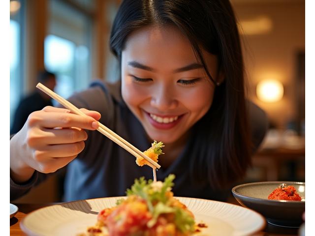 料理を楽しむ笑顔のゲスト