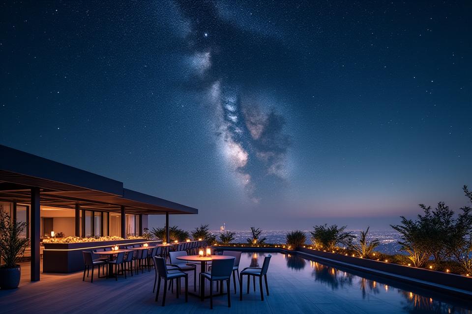 屋上から見える満点の星空